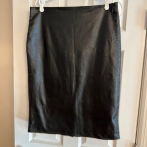 Faux Leather Midi-length black Skirt, size xl